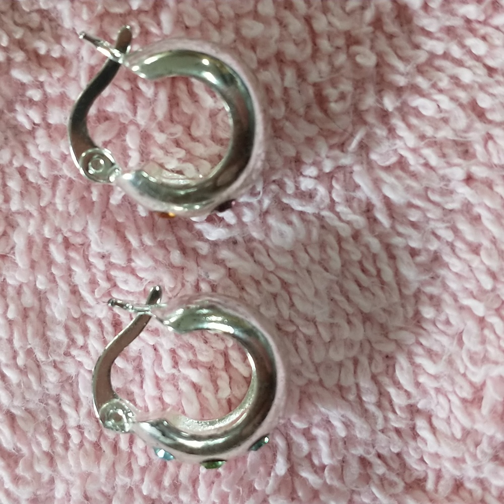 Sterling Silver Multi Stone Colored Earrings - image 7